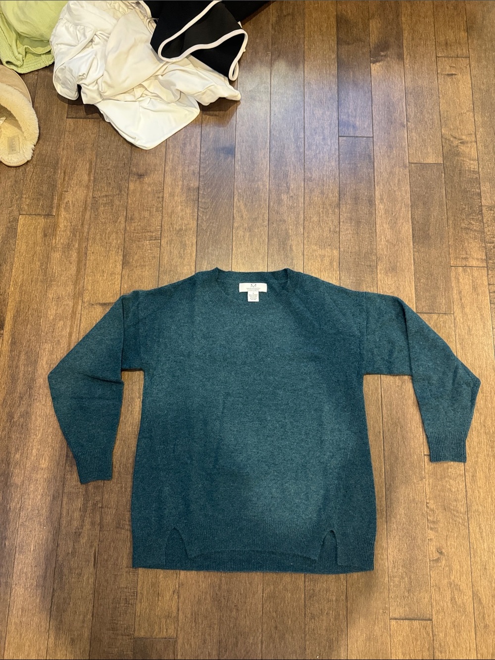 Cashmere Teal Crewneck Sweater